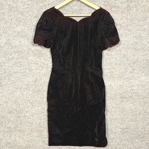 Vintage Santa Fe Dress Size 4 Sheath Iridescent Mini Velvet‎ Vamp Witchy Evening